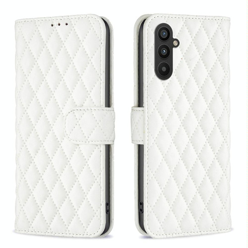 For Samsung Galaxy A25 5G Diamond Lattice Wallet Flip Leather Phone Case(White)