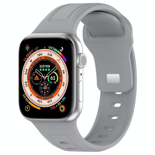 For Apple Watch 7 41mm Square Buckle Silicone Watch Band(Light Grey)