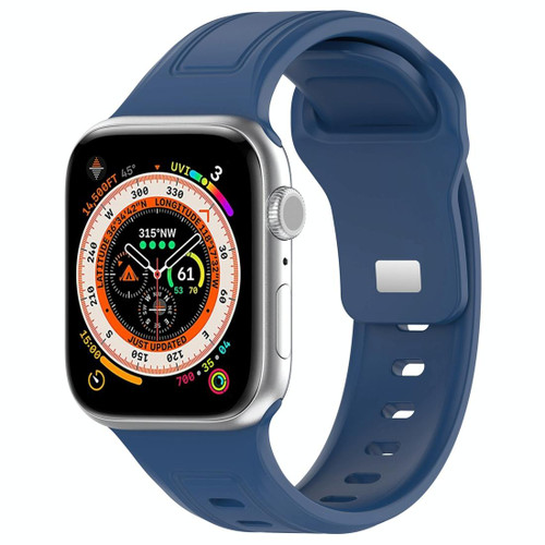 For Apple Watch 38mm Square Buckle Silicone Watch Band(Dark Blue)