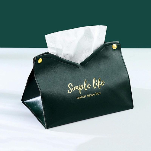 Household Bedroom PU Tissue Bag Car Living Room Paper Storage Box(Green)