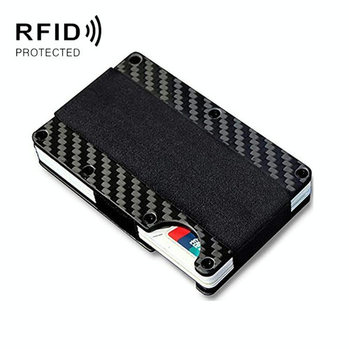 Elastic Belt Carbon Fiber Card Holder RFID Anti-theft Iltra-thin Wallet