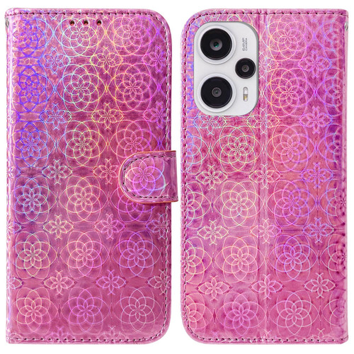 For Xiaomi Poco F5/Redmi Note 12 Turbo Colorful Magnetic Buckle Leather Phone Case(Pink)