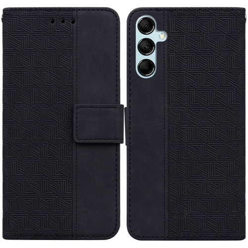 For Samsung Galaxy M54 Geometric Embossed Leather Phone Case(Black)