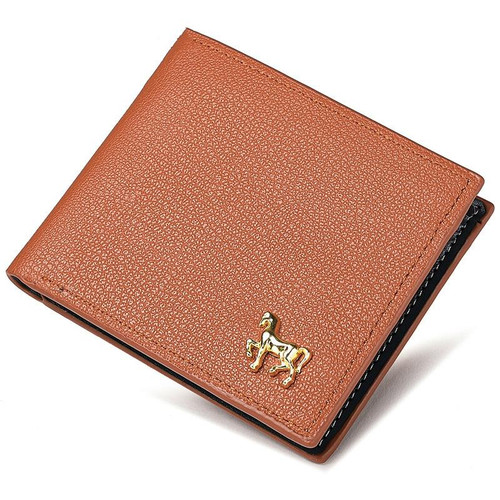 Men Horizontal Wallet Multifunctional Business Tri-fold Card Holder(Brown)