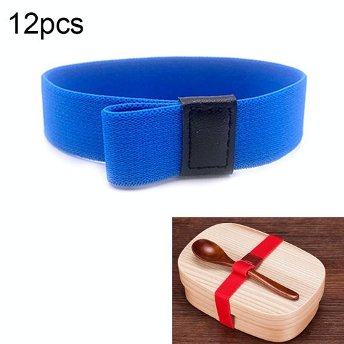 12pcs Lunch Box Straps High Elastic Double-Layer Fixed Paste Belt (Blue)