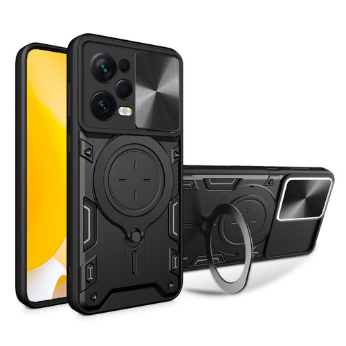 For Xiaomi Redmi Note 12 Pro 5G CD Texture Sliding Camshield Magnetic Holder Phone Case(Black)