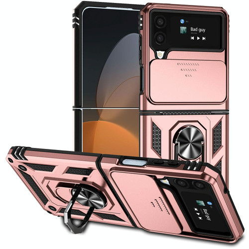 For Samsung Galaxy Z Flip4 Sliding Camshield Holder Phone Case(Rose Gold)