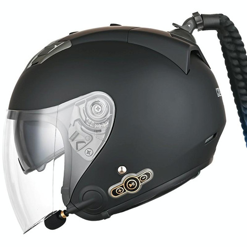 KUQIBAO Motorcycle Bluetooth Headset Double Lens Helmet With Braid, Size: L(Scrub Black) KUQIBAO Motorcycle Bluetooth Headset Double Lens Helmet With Braid, Size: L(Scrub Black)
