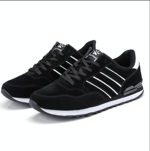 Mens Outdoor Casual Sport Shoes Lightweight Comfortable Leather Walking Running Sneakers, Size: 42(Black)