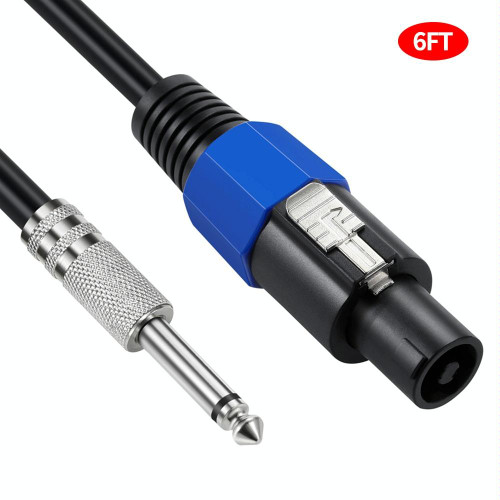 JUNSUNMAY Speakon Male to 6.35mm Male Audio Speaker Adapter Cable with Snap Lock, Length:6FT