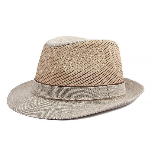 Summer Jazz Hat Mesh Breathable Sunscreen Hat, Size: Large 59-60cm(Light Khaki)