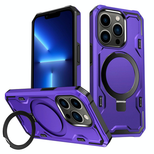 For iPhone 13 Pro Patronus MagSafe Magnetic Holder Phone Case(Purple)