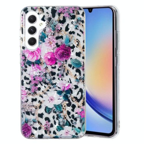 For Samsung Galaxy A34 5G IMD Shell Pattern TPU Phone Case(Leopard Flower)