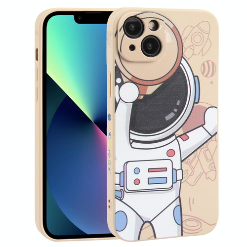 For iPhone 13 mini Spaceman Binoculars Phone Case(Beige)