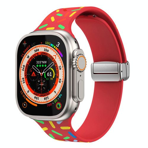 For Apple Watch 5 40mm Rainbow Dots Silicone Magnetic Buckle Watch Band(Red)