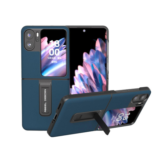 For OPPO Find N2 Flip Genuine Silky Soft ABEEL Phone Case with Holder(Blue)