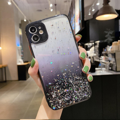 For iPhone 11 Starry Gradient Glitter Powder TPU Phone Case(Black)