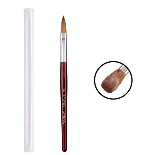 Red Wood Handle Kolinsky Hair Nail Art Brush No. 16