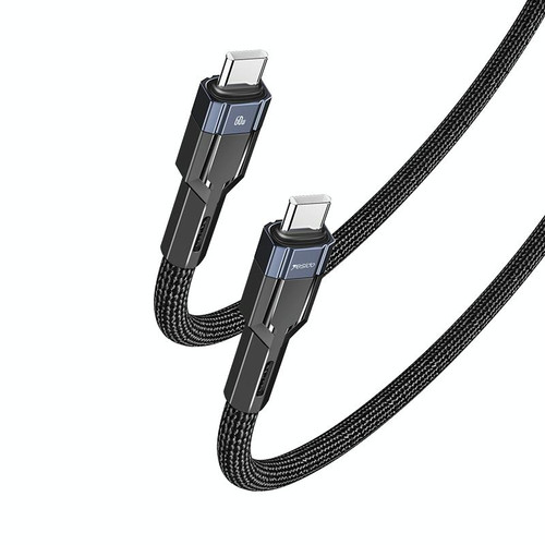 YESIDO CA108 1.2m 60W USB-C / Type-C to Type-C OD0.6 Charging Data Cable(Black+Blue)