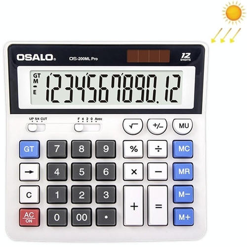 OSALO 12 Digits Desktop Calculator Solar Energy Dual Power Calculator(OS-200ml Pro)