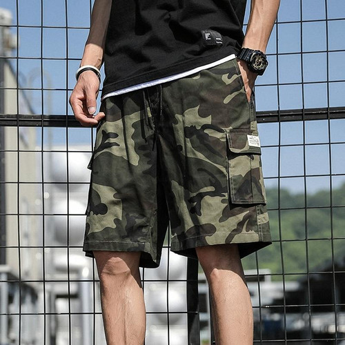 Summer Men Thin and Loose Fitting Casual Beach Shorts, Size:M(9033-Army Green Camo)