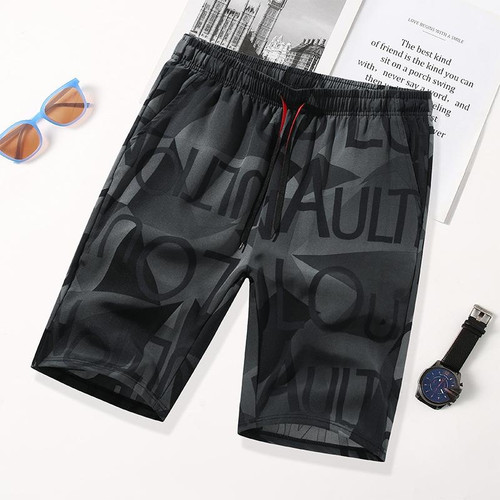 Men Summer Thin Straight Leg Casual Shorts, Size:L(Grey)