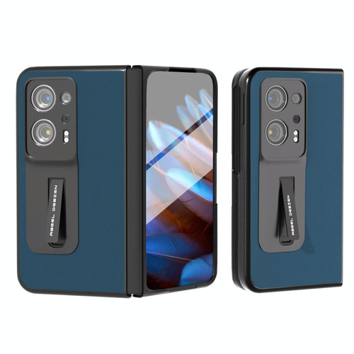For OPPO Find N2 ABEEL Integrated Genuine Silky Soft ABEEL Phone Case with Holder(Blue)