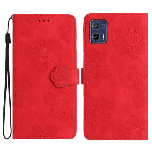 For Motorola Moto G73 Flower Embossing Pattern Leather Phone Case(Red) For Motorola Moto G73 Flower Embossing Pattern Leather Phone Case(Red)