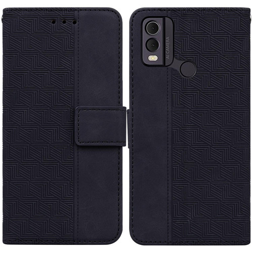 For Nokia C22 Geometric Embossed Leather Phone Case(Black)