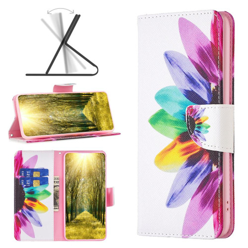 For Google Pixel 8 Pro Colored Drawing Pattern Leather Phone Case(Sun Flower) For Google Pixel 8 Pro Colored Drawing Pattern Leather Phone Case(Sun Flower)
