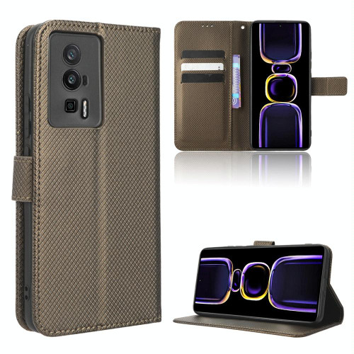 For Xiaomi Poco F5 Pro / Redmi K60 5G / K60 Pro Diamond Texture Leather Phone Case(Brown)