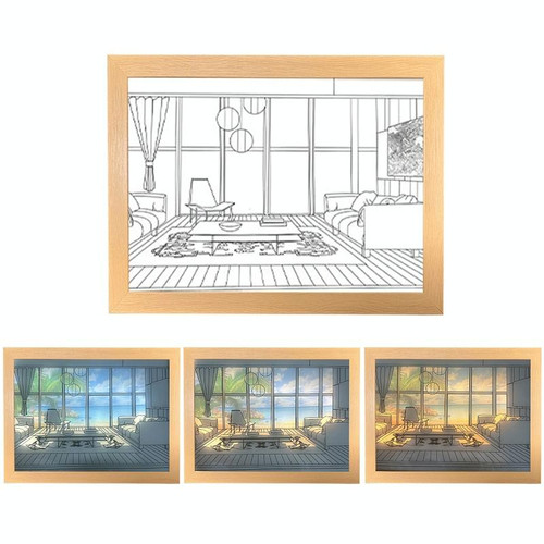 Three-Color Lighting Bedroom Bedside LED Luminous Decorative Painting, Size: Small(Beach)