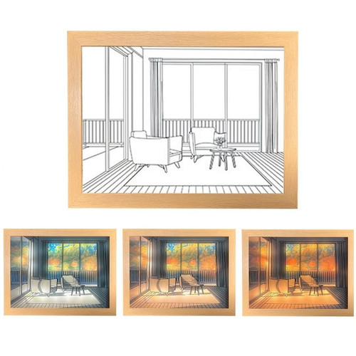 Three-Color Lighting Bedroom Bedside LED Luminous Decorative Painting, Size: Large(Autumn)
