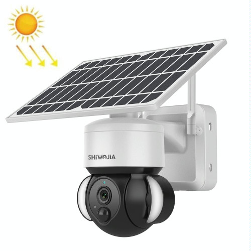 SHIWOJIA IP66 Waterproof 4G 3MP Solar Dome IP Camera, Two-way Audio & PIR Motion Detection & Night Vision, Version:US(White)