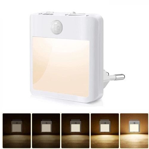 NL2101 Motion Sensor LED Night Light AC Plug Dimming Sleep Lights,Spec: Warm and White UK Plug