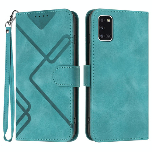 For Samsung Galaxy A31 Line Pattern Skin Feel Leather Phone Case(Light Blue)
