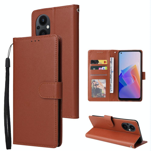 For OPPO A96 5G / Reno7 Z / Reno8 Z Multifunctional 3 Card Slots Leather Phone Case(Brown)