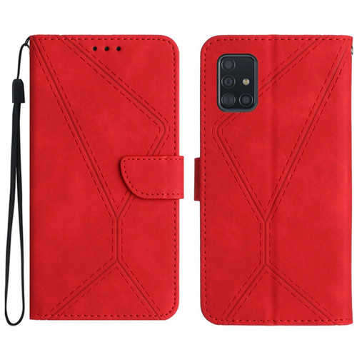 For Samsung Galaxy A71 5G Stitching Embossed Leather Phone Case(Red)