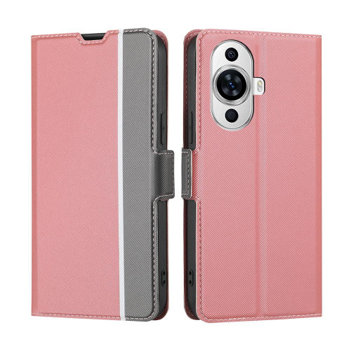 For Huawei nova 11 4G Twill Texture Side Button Leather Phone Case(Pink)
