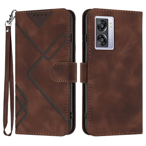 For Realme V23 Line Pattern Skin Feel Leather Phone Case(Coffee)