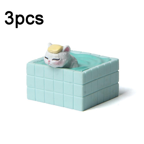 3pcs 3D Cute Bath Cat Fridge Sticker Hole Board Magnet Resin Decorative Ornament(White Headscarf Cat)
