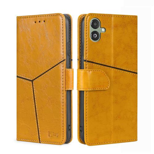For Samsung Galaxy F14 5G Geometric Stitching Leather Phone Case(Yellow)