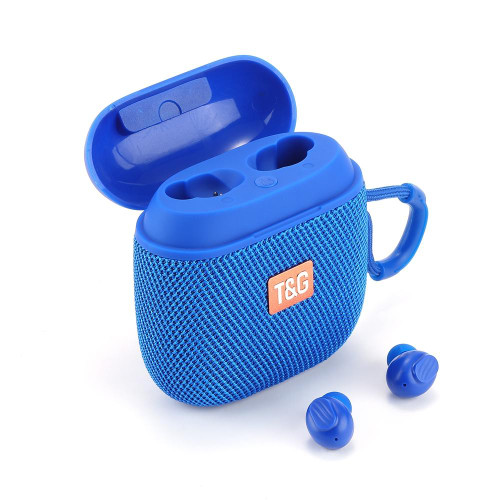 T&G TG809 2 in 1 Portable Outdoor Wireless Speaker & Mini TWS Bluetooth Earbuds(Blue)