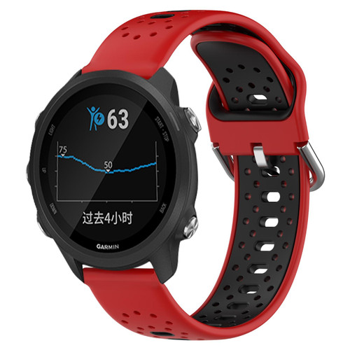 For Garmin Forerunner 245 20mm Breathable Two-Color Silicone Watch Band(Red+Black)