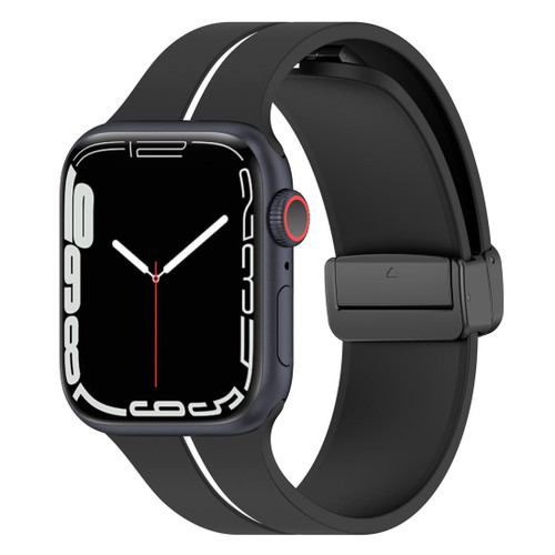 Two Color Folding Buckle Silicone Watch Band For Apple Watch 4 40mm(Black+White) Two Color Folding Buckle Silicone Watch Band For Apple Watch 4 40mm(Black+White)