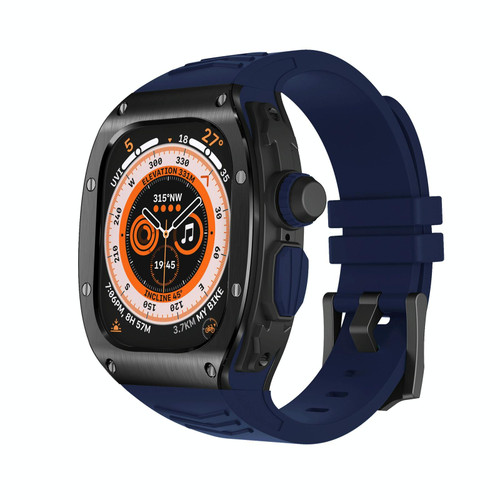 For Apple Watch Ultra 49mm Armor Stainless Steel Case TPU Watch Band(Black Dark Blue) For Apple Watch Ultra 49mm Armor Stainless Steel Case TPU Watch Band(Black Dark Blue)