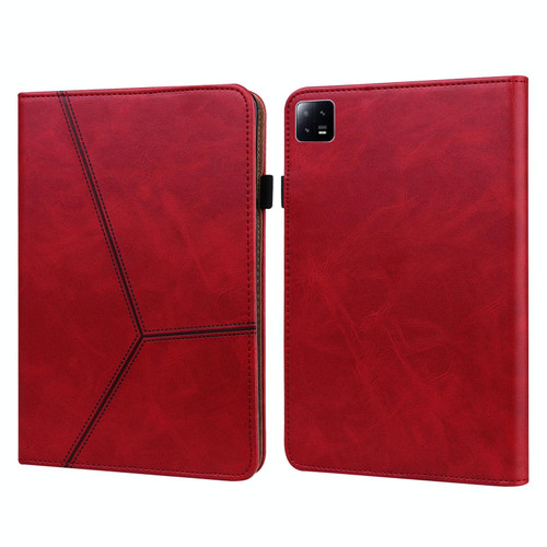 For Xiaomi Pad 6 / Pad 6 Pro Embossed Striped Leather Tablet Case(Red) For Xiaomi Pad 6 / Pad 6 Pro Embossed Striped Leather Tablet Case(Red)