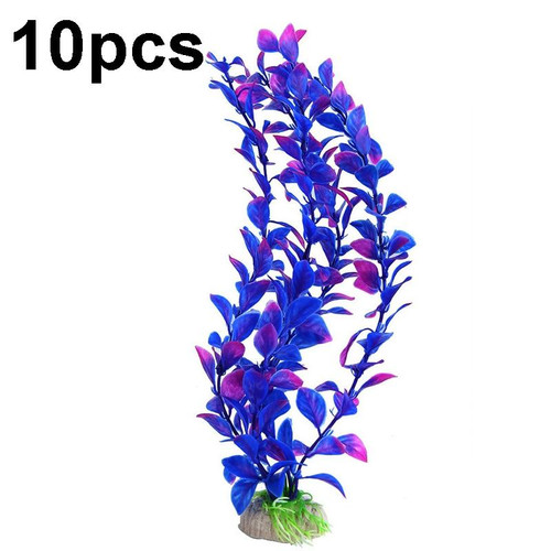 10pcs 25cm Fish Tank Simulation Water Plants Plastic Aquarium Fish Tank Decoration Fake Water Plants(Purple)