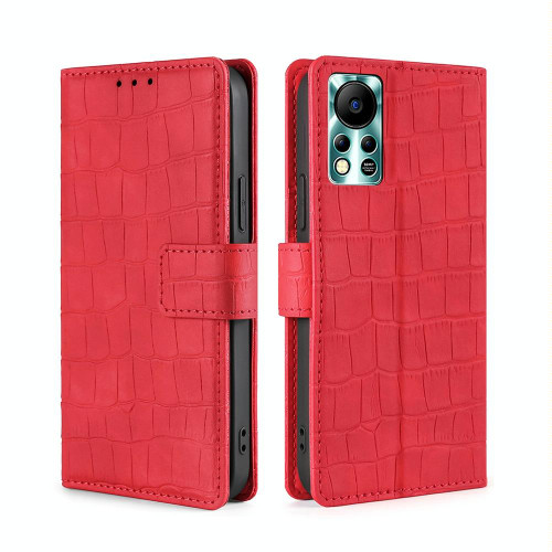 For Infinix Hot 11s NFC Skin Feel Crocodile Magnetic Clasp Leather Phone Case(Red)