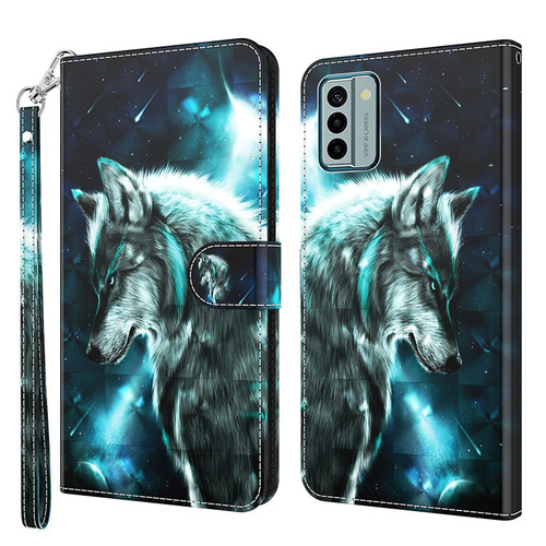 For Nokia G22 3D Painting Pattern Flip Leather Phone Case(Wolf)